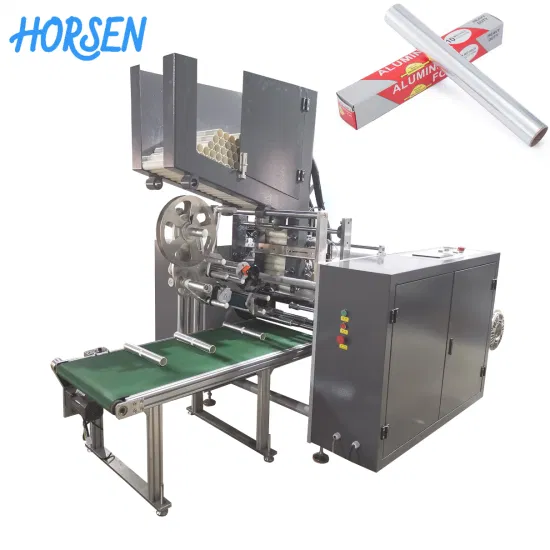 Automatic Aluminum Food Catering Foil Baking Paper Silicon Paper Thermal Paper Roll Slitter Rewinder with Auto Label and Hotmelt Glue China Factory Low Price
